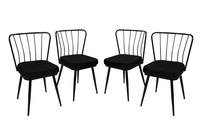Hanah Home Yıldız 943 V4 Juego de Sillas de 4 Piezas Negro